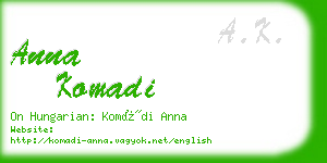 anna komadi business card